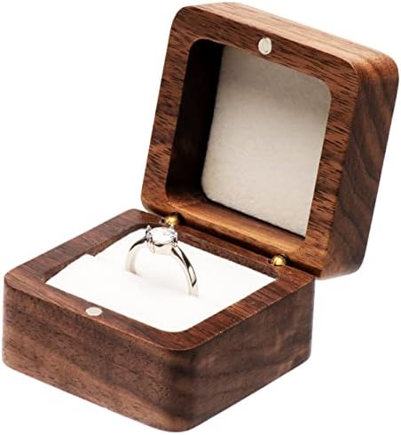 Konso Walnut Drvo Angažovanje prstena poklon kutija za odlaganje nakita za prijedlog rođendan