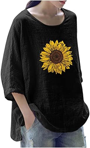 Ženska tiskana okrugla vrata sa 3/4 rukava sa rukavima pulover na vrhu Ležerne prilike pulover Bluza Prevelika osnovna majica