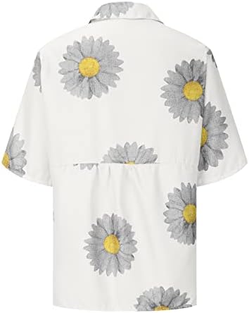 Ženska daisy cvjetna bluza za bluzu za zatvaranje Cortared Turtleneck Crt Spandex Top Thirts Kratki rukav Ležerni bluza 57
