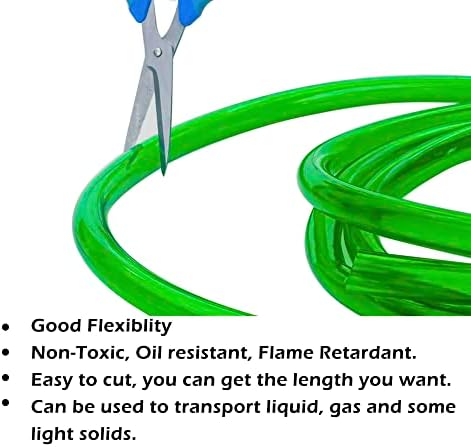 Pipači zelene PVC cijevi 5/8ID x 7/8od vinil fleksibilno crijevo akvarijski akvarijum za vodu cijev niskog pritiska BPA besplatno, 3.28 FT