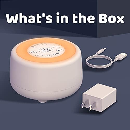 Sleepbox Sound Mašina za Bijelu buku sa 25 umirujućih zvukova i 10 boja toplo noćno svjetlo 4 nivoa svjetline 32 nivoa jačine zvuka 5 tajmer i funkcija memorije za djecu odrasle osobe starije osobe koje spavaju
