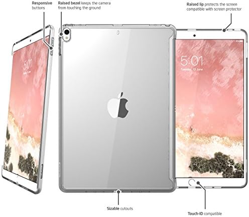 Slučaj I-Blason za iPad Pro 10.5 i iPad Air 3 10.5 2019, kompatibilan sa službenim pametnim poklopcem i pametnom tastaturom Clear Hibrid Cover