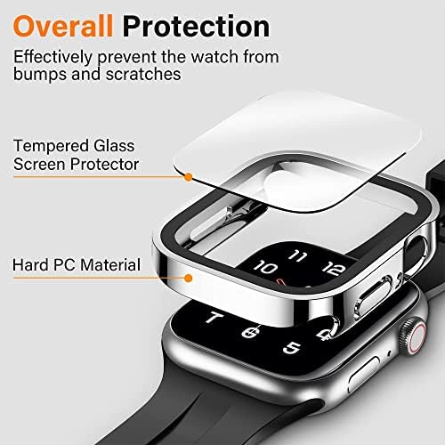 WSCEBCK Glass + poklopac za Apple Watch Case 45mm 41mm Pribor 44mm 40mm Zaštitni zaslon za zaštitu od kaljenog ekrana IWATCH serija