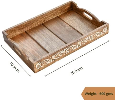 Arija drvena posuda sa ručkom velike rustikalne drvene ladice za stolić za kavu, otomanske ladice Početna Dekor Seoski kuća, krevet