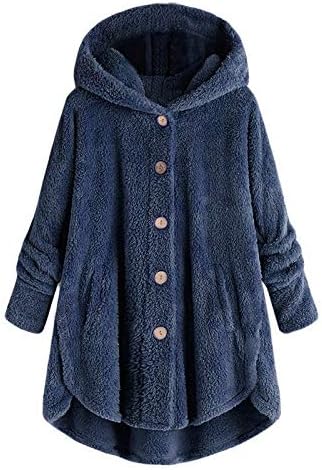 Fleece Jacket Women, topla zima plus size Slatka gumb dolje kaputi sa kapuljačom kaputi s kapuljačom