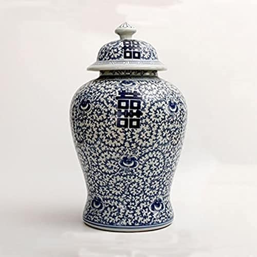 Aadecor keramičke staklenke, čaj teglica, king tezaka, đumbir jars plava i bijela porculanska vaza sa poklopcem đumbir jar vazni hram