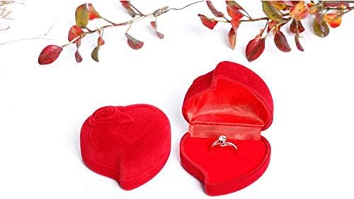 Anncus modna flocking Poklon kutija, naušnice / prstenovi pakovanje par prstena u obliku srca lin4933 -