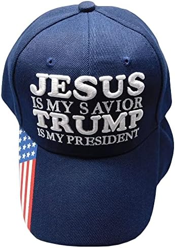 Isus je moj spasitelj Trump je moj predsjednik tamnoplava američka zastava na računu poliester podesivi vezeni šešir sa bejzbol loptom