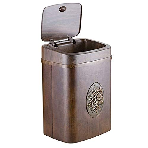 Zyjbm Drvena kvadratna kamena, automatsko osjetljivo smeće može sa poklopcem, kuhinjski kantu za smeće za kupatilo kućnog udjela
