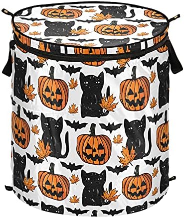Halloween Crna mačka Jack Lanter bundeve Pop up rublje koči sa poklopcem Sklopiva košara za pohranu Sklopiva torba za pranje rublja za kamp hotelsko spavaonica