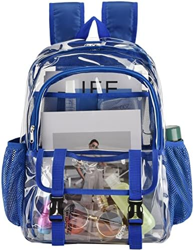 KUI WAN Clear ruksak, velika bistra torba stadion odobren za teške uslove rada PVC prozirni prozirni ruksaci za koledž,stadion,rad,sigurnost, Festival, plava