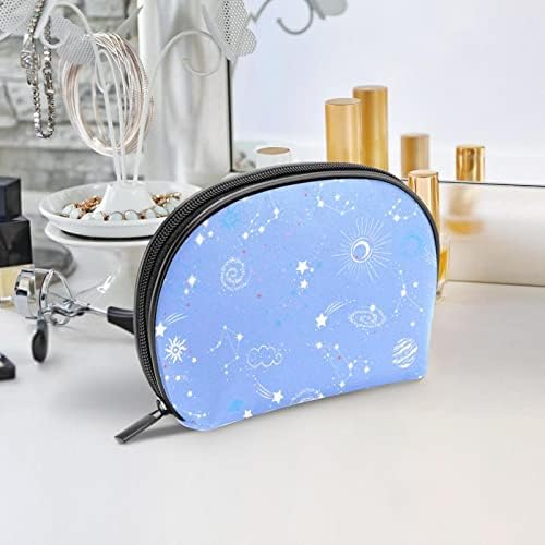 Mala šminkarska torba, patentno torbica Travel Cosmetic organizator za žene i djevojke, Meteor Planet Sun Moon Star Cloud Blue Sky