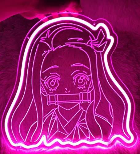 Kamado Nezuko Neon Sign, ručno rađena anime LED lampica za zidni dekor za spavaće sobe, japanska ružičasta slatka noćna lampa za kćer