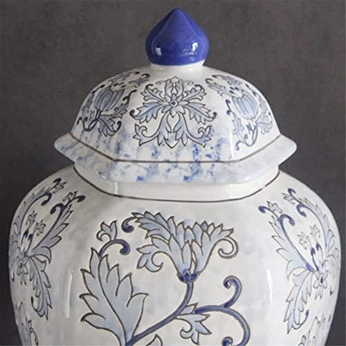 Aadecor keramičke staklenke, čaj JAR, Kineski stil Skladišta, Đumbir Jar Vase Dekorativna Jar Vaza sa hramom poklopca Jar plave i