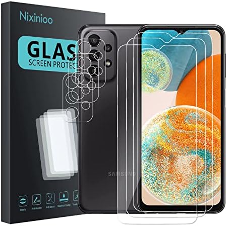 Nixinioo 3 Paket zaštitnik ekrana za Galaxy A23 4G / 5G sa 3 paketa štitnik za sočiva kamere, 9h kaljeno staklo, bez mjehurića, protiv