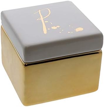Zlatna kutija za sitnice za žene sa početnim na poklopcu P