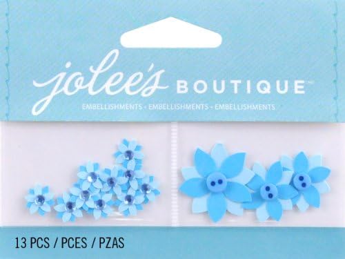 Jolee-ove butikne dimenzionalne naljepnice, svijetlo plavi cvjetovi sa centrima za dugme
