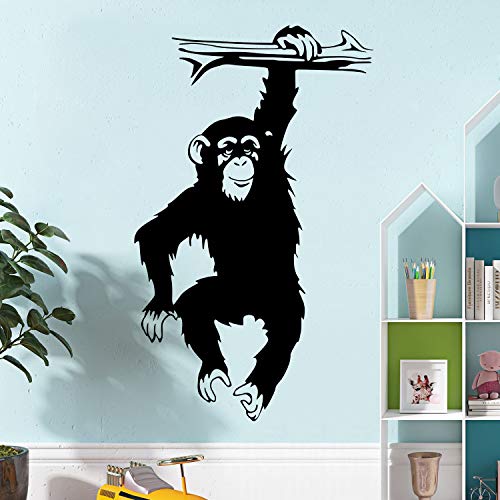 RW-2718 Giant 3D Orangutan zidne naljepnice Crne vinilne Gorilla zidne naljepnice Orang majmun visi na granama drveća zidni dekor