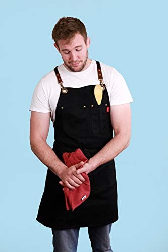 Caldo platno Kuhinja za kuhanje - muške i ženske platnene pregače za profesionalni kuhar, server ili barista - podesivi sa džepovima