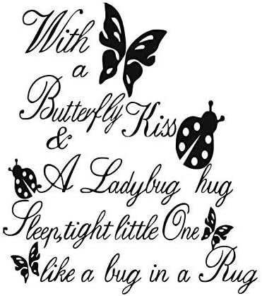 Početna Pronađi s leptirskom poljupcem i zagrli dame, čvrsto spava, poput greške u citatu Ruginspiring citate Art Decor Inspiration Letting Wall Art za djecu Spavaća soba
