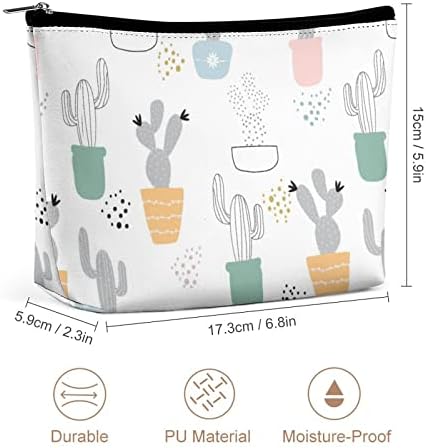 Boogobing male prijenosne vrećice za šminku, putni kozmetičke vrećice sa dizajnom uzorka kaktusa, PU kožna šminka šminka kozmetički