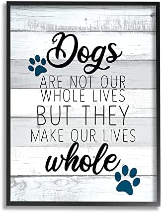 Psi iz industrije Stupell čine naš život prugastom pozadinom ikone cijele šape, dizajn Kim Allen