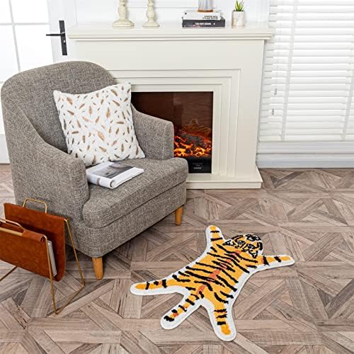 Tepih sa Tigrovim printom, slatki lažni Tigrov tepih sa malim površinama za uređenje doma Pahuljasti tepih sa životinjskim printom