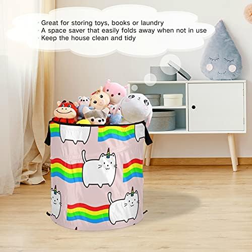 Rainbow Cat Unicorn Pop up rublje koči sa patentnim zatvaračem Sklopiva rublja sa ručicama s ručkama svladava korpa za skladištenje