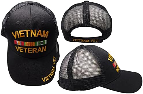 Vijetnamski Veteran Vet Ribbon Mesh Kamiondžija Crna Akrilna Podesiva Vezena Kapa Za Bejzbol Kapu