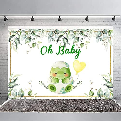 Ticuenicoa 5×3ft Dinosaurus Baby Shower Backdrop Oh Baby slatka Dinosaurus Baby zeleni list proljeće pozadina za Baby Shower Party