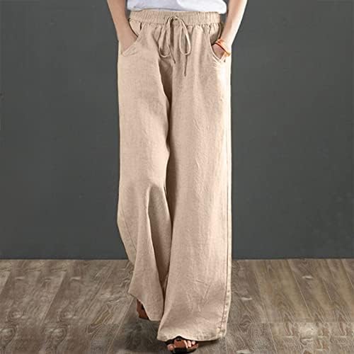 Meymia Womens Pamučne pantalone, 2023. ljetne žene casual visoki struk široki nogovi na rastezama Yoga Pant pantalone