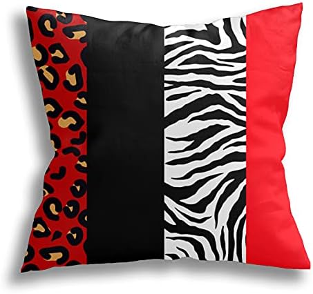 Huayuanhurug dekorativni crveni leopard i zebra životinja za print bacač jastuk za jastuk za jastuk za kauč na kauču za sofa 18 x 18 inča