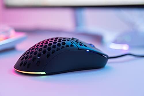 Rukario Ronin X PC Gaming Mouse - Ultra lagana simetrična ljuska saća | RGB Led / PTFE Glides | Pixart 3360 senzor / 6 dugmadi / težina