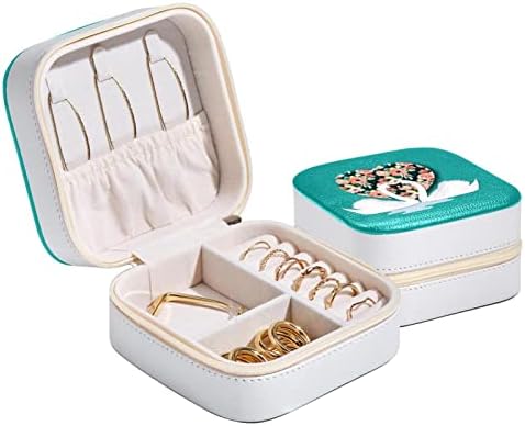 RodailyCay Putujuća kutija za nakit kutija sa dvostrukim zatvaračem, SWAN srčani nakit Organizator Mali nakit Slučaj Naušnice za žene za žene Djevojka