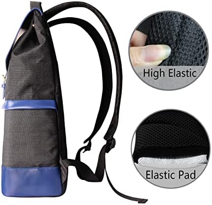 Mel Jun Travel Laptop ruksak, 15,6 inčni izdržljiv backpad računara, vodootporni pokloni na fakultetu za muškarce žene -grey sa plavom