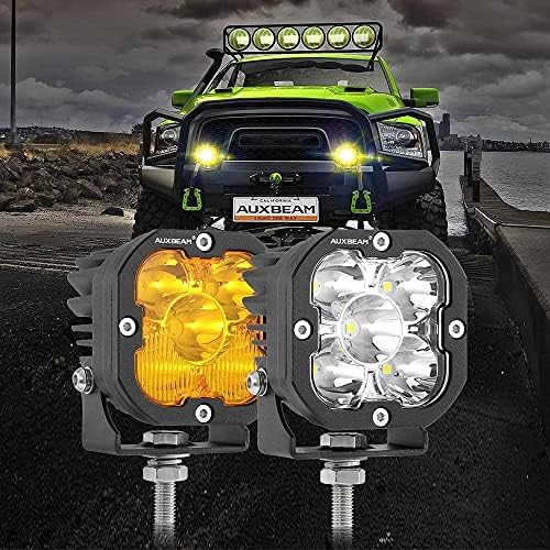 Auxbeam 3 80W LED mahune kocka sa jantarnim poklopcima, 9600lm žuto svjetlo za maglu mahune offroad svjetla za vožnju, Amber Light