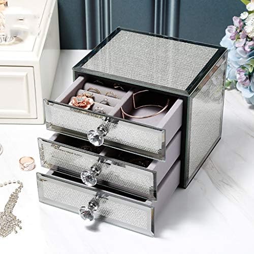 EMERS Izvrsna kutija za nakit nakita za žene, visokog staklenog nakita Organizator s ladicama, satovima i naušnicama organizator itd.