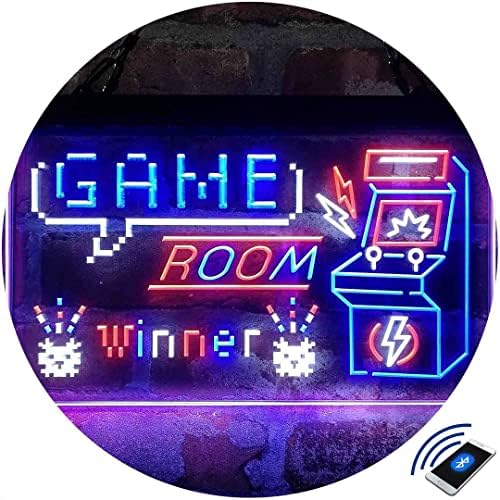 Arcade Video Game Game Room Tri-Color LED Neon Sign White & Plava i narandžasta 23,6 x 17,1 inča ST9S64-J2850-WBO