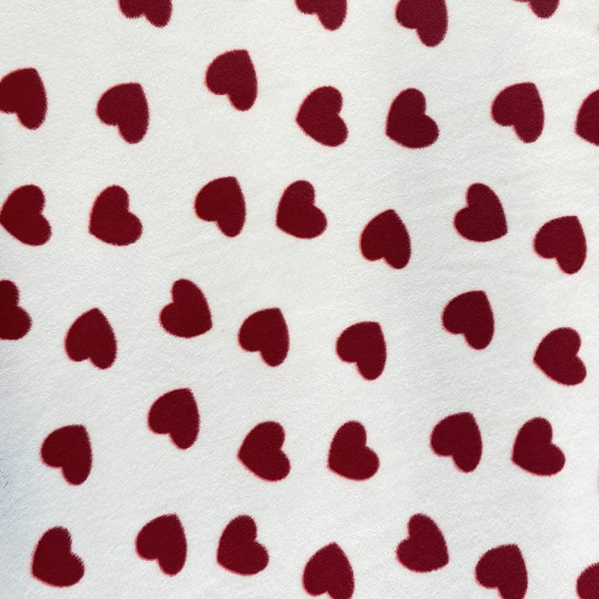 Pico Textiles Red Hearts allover Fleece Fabric - 3 Yards Bolt-Style PT665