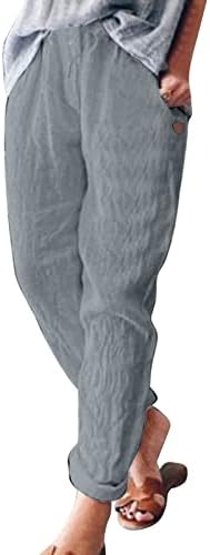 KETORS ženske lanene pantalone pune pantalone pantalone Casual vezice sa vezicama vrećasta elastična pantalona sa strukom široka nogavica
