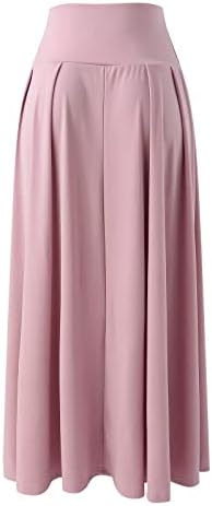Pleted Flowy Midi Maxi suknje za žene Ležerne ljeto Boho duga suknja Čvrsta boja visoke struka Swiered A-line suknja