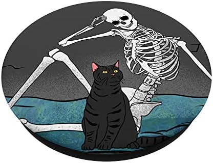 Kostur i crna mačka Pose cool goth estetski Halloween Popsockets zamjenjivi popgrip