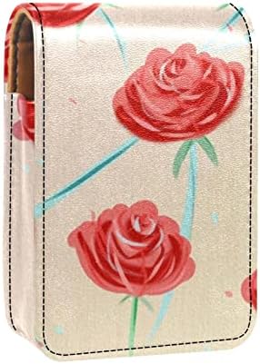 ORYUEKAN ruž za usne sa ogledalom slatka prenosiva torba za šminkanje kozmetička torbica, ulje na platnu Crvena ruža cvjetna berba