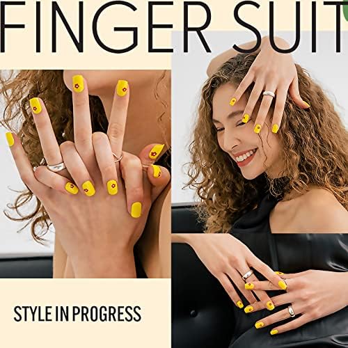 Finger Suit press-on-Nail 40kom kovčeg, kvadratni lažni nokti za dame dizajnirani vrhovi prstiju, najmoderniji dugi lažni nokti, umjetni nokti za umjetne nokte sa futrolom za salone noktiju i DIY Nail Art