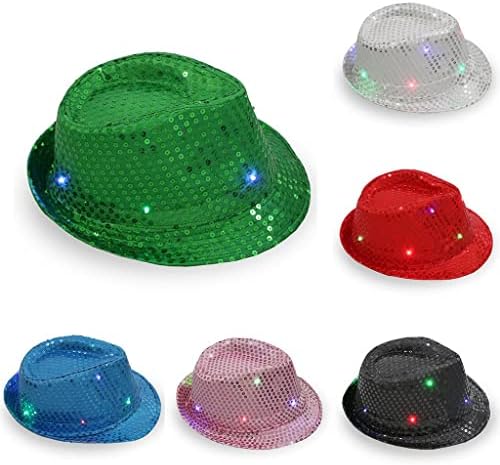 Sequin Light Up LED fedora šešir muškarci žene stilski Trilby šeširi sa kratkim obodom svjetlucavi Retro Disco šeširi za plesne zabave