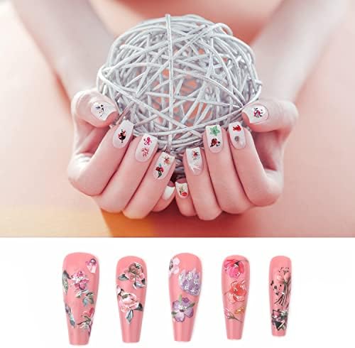 12kom cvjetne naljepnice za nokte, cvjetne naljepnice za nokte za dizajn noktiju naljepnice za cvjetne nokte samoljepljive šarene