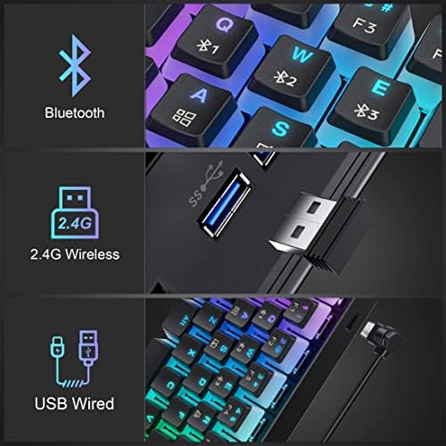 Tezarre TK63 bežična tastatura Bluetooth / 2.4 G / USB žičana 60% mehanička tastatura za igre RGB pozadinsko osvjetljenje PBT Pudding