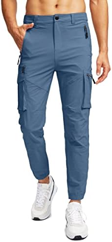 Ružičasti muški pantalone sa 7 džepova Slim Fit Stretch Work Travel Golf Cargo Jogger Hlače za muškarce
