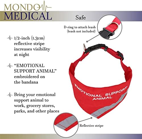 Mondo medicinska emocionalna podrška ovratnik za pse i bandana - 12,5-16in crveni reflektirani ogrlice za pse za male pse