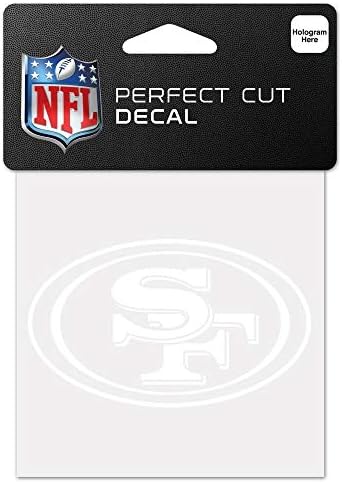 WinCraft NFL San Francisco 49ers 4x4 Savršeni rez bijeli naljepnica, jedna veličina, boja tima